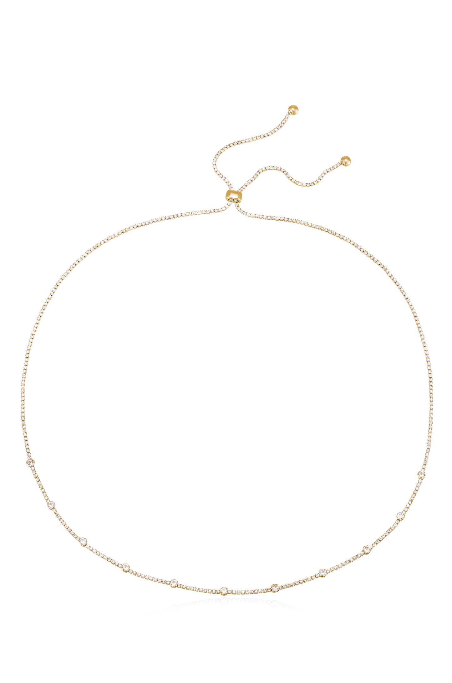 Line Up Crystal Chain and 18k Gold Plated Adjustable Necklace