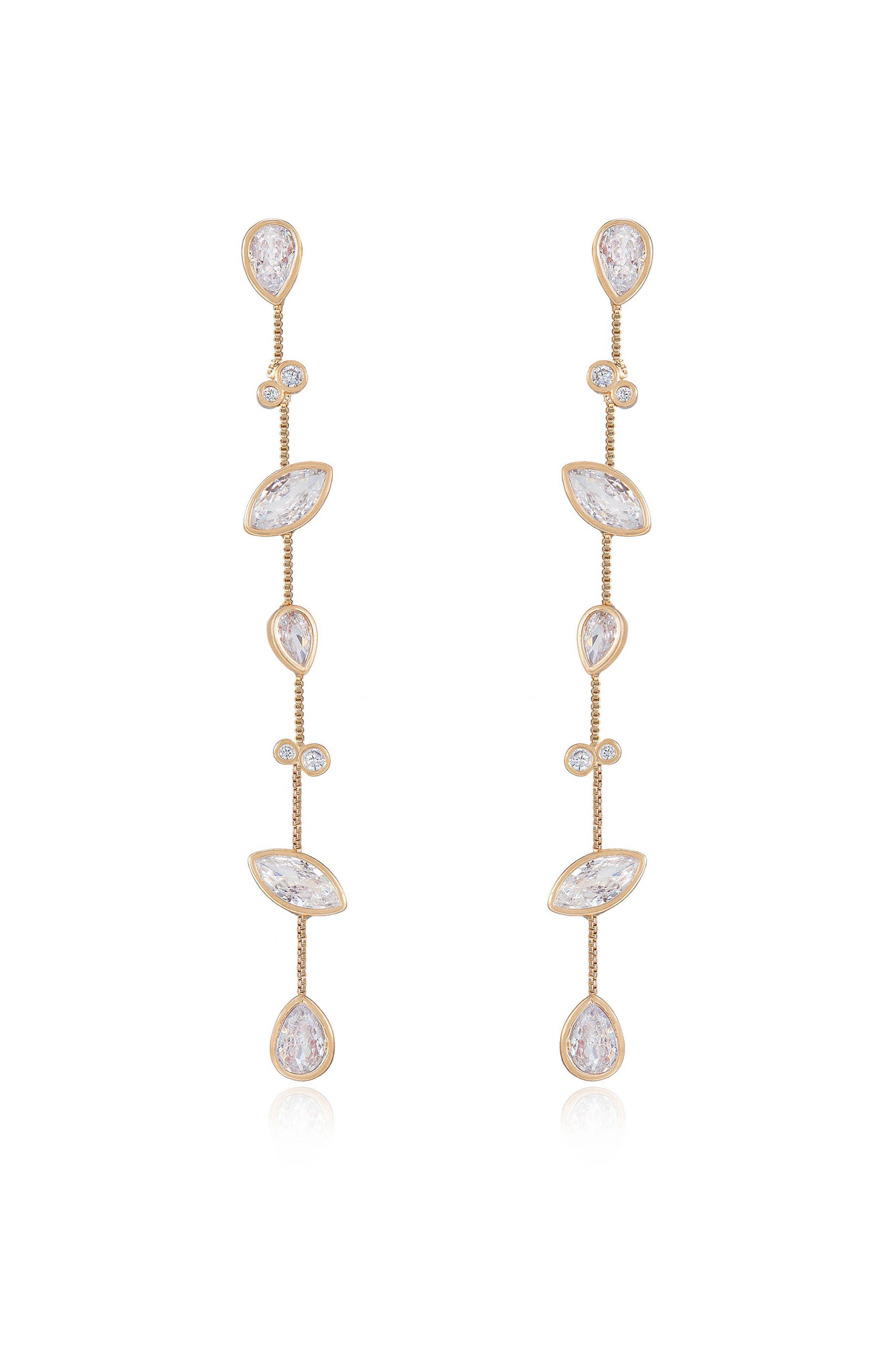 Falling Bezel Crystal 18k Gold Plated Dangle Earrings – Ettika