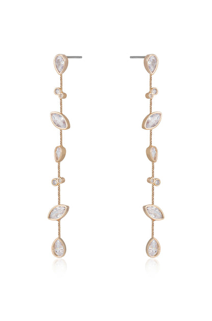 Falling Bezel Crystal 18k Gold Plated Dangle Earrings side
