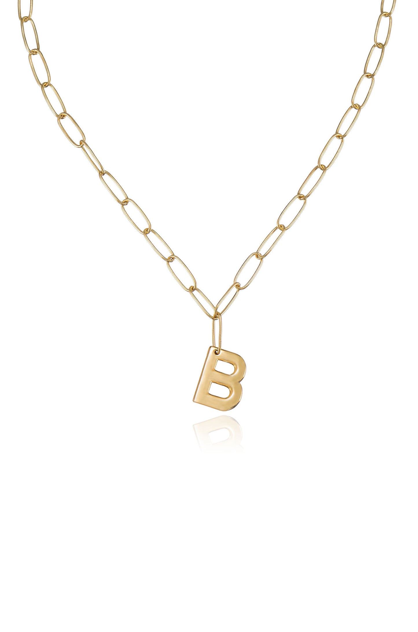 Paperclip Link Initial Necklace B