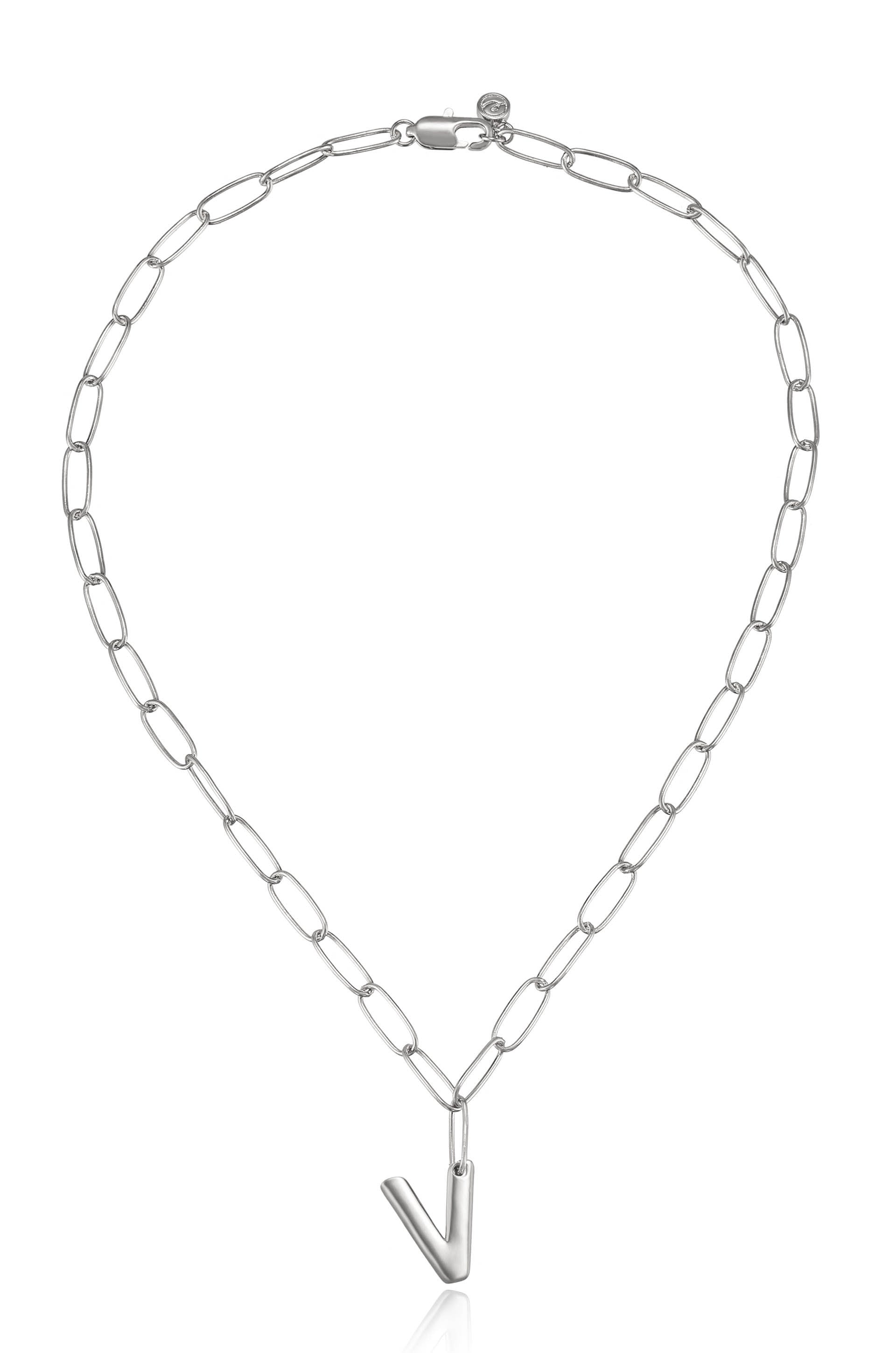 Buy quality Simple v initial necklace with tiny cubic zirconia pendant  chain in Ahmedabad