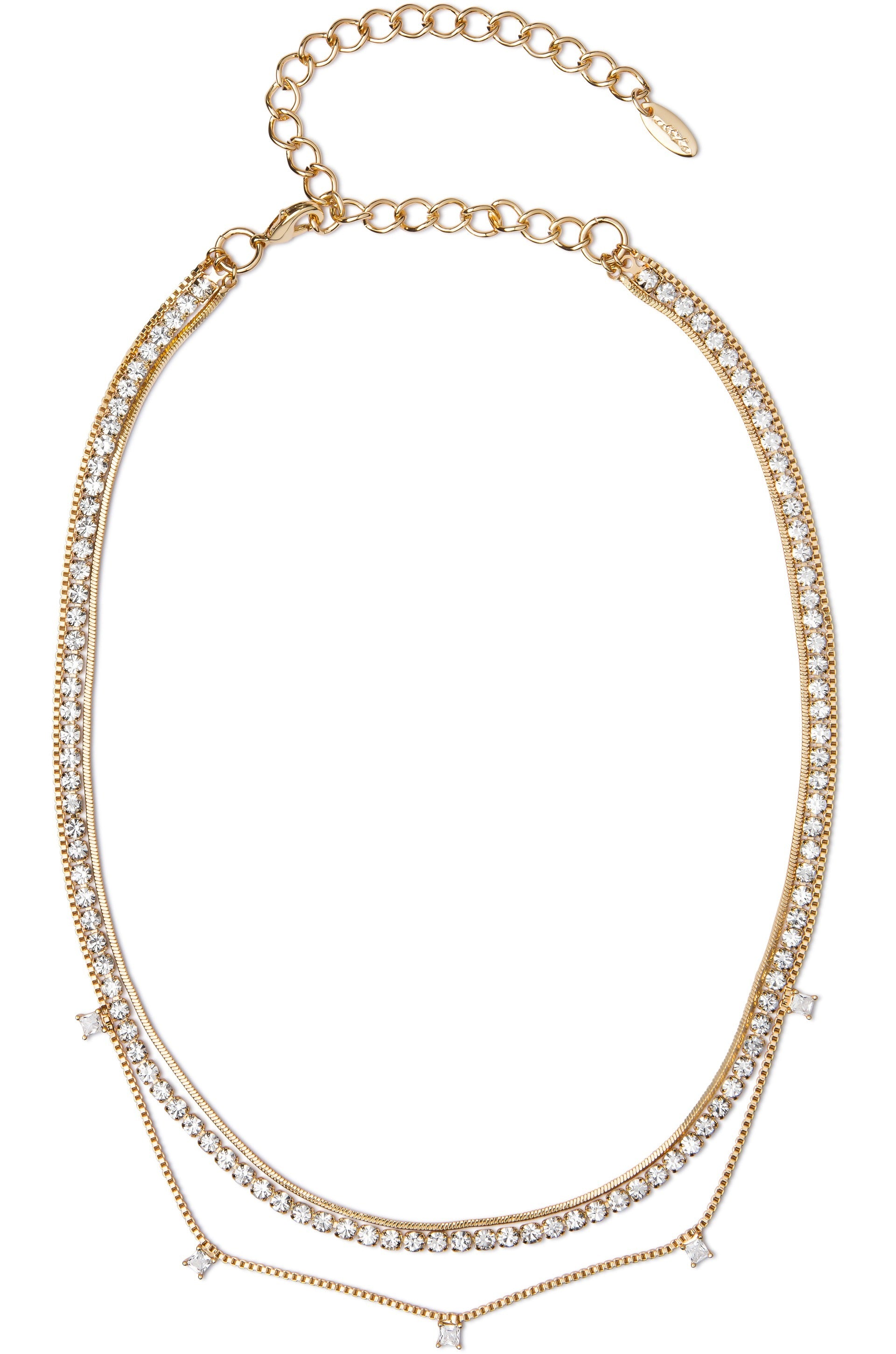 Mixed 18k Gold Plated Chain and Crystal Necklace Set