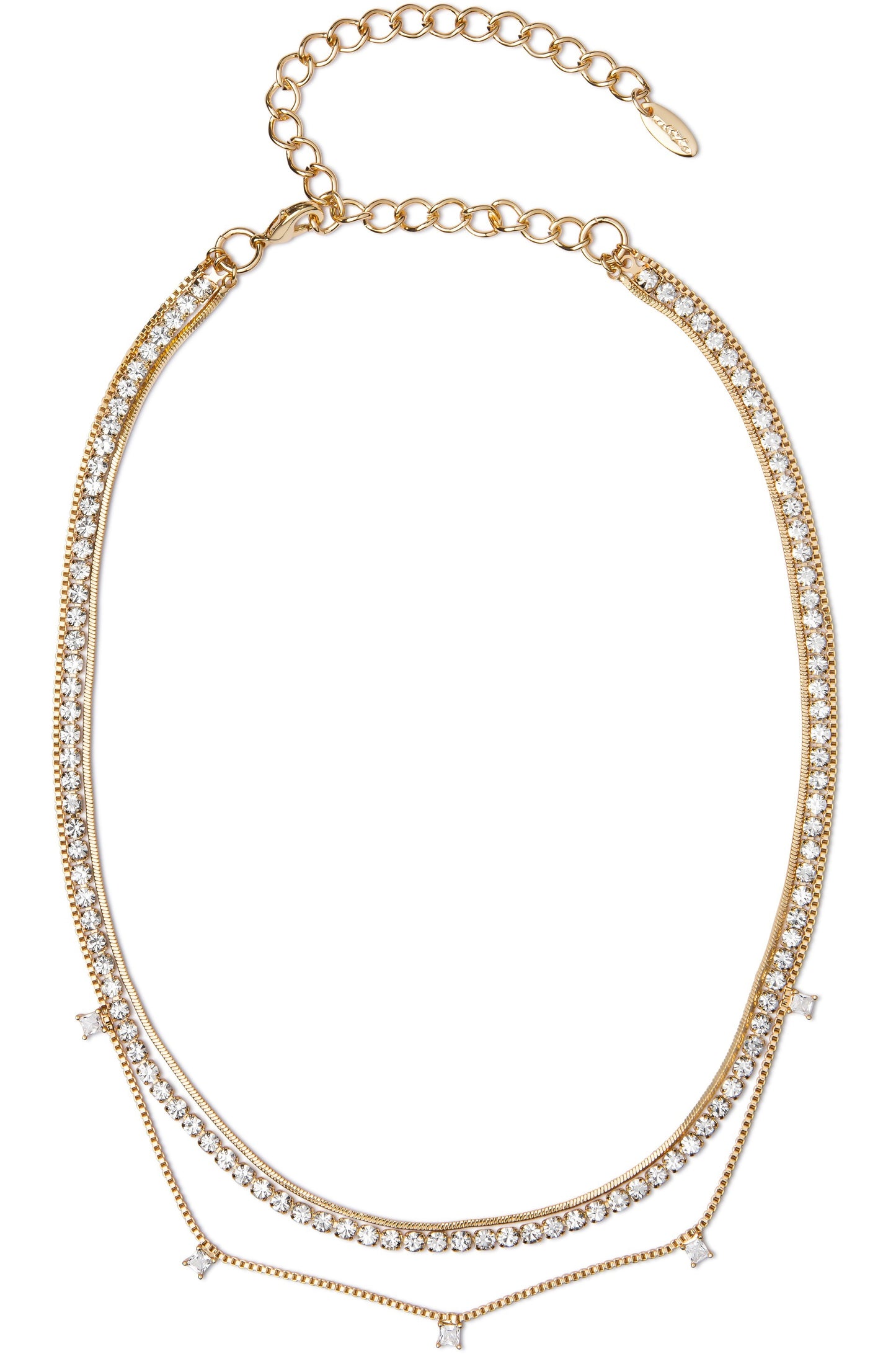 Mixed 18k Gold Plated Chain and Crystal Necklace Set necklace 2