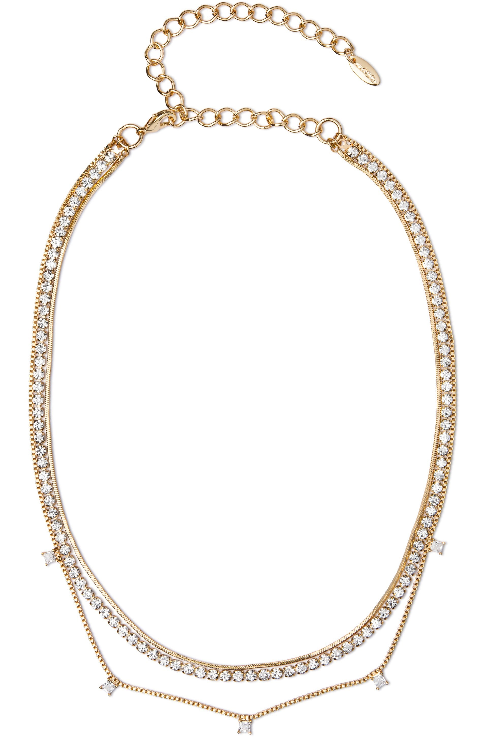 Mixed 18k Gold Plated Chain and Crystal Necklace Set necklace 2