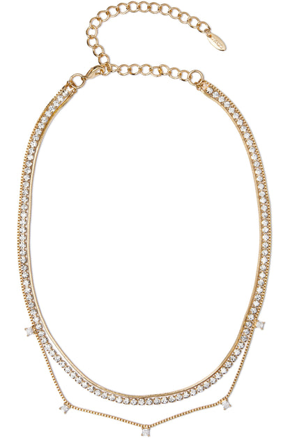 Mixed 18k Gold Plated Chain and Crystal Necklace Set necklace 2