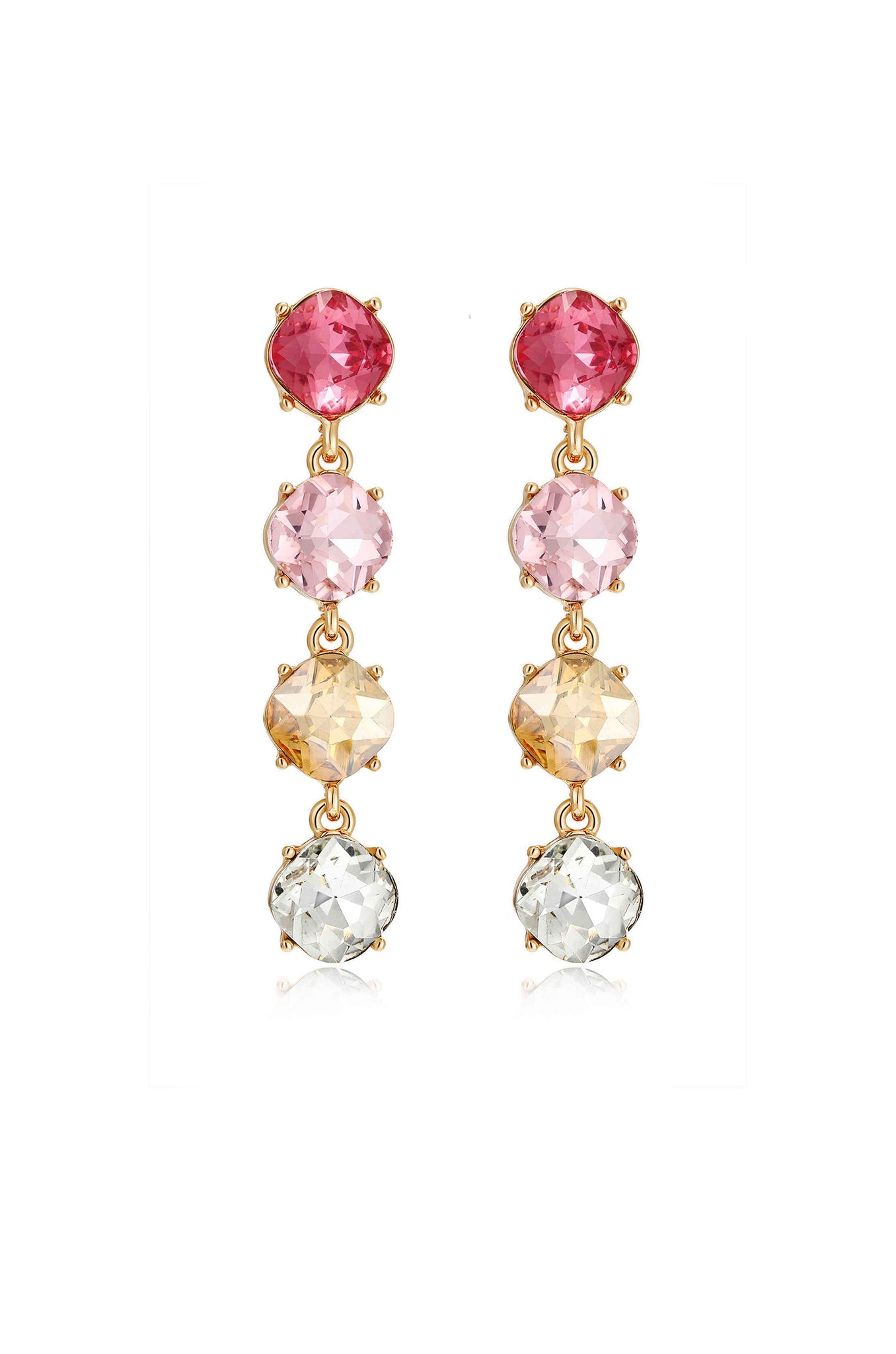 Four the Money 18k Gold Plated Earrings in pink front view
