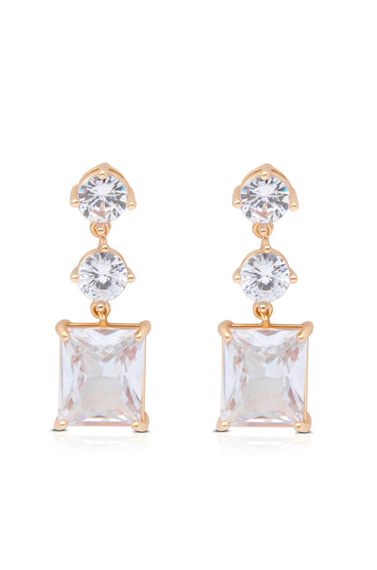 Your Truly 18k Gold Plated Crystal Dangle Earrings front