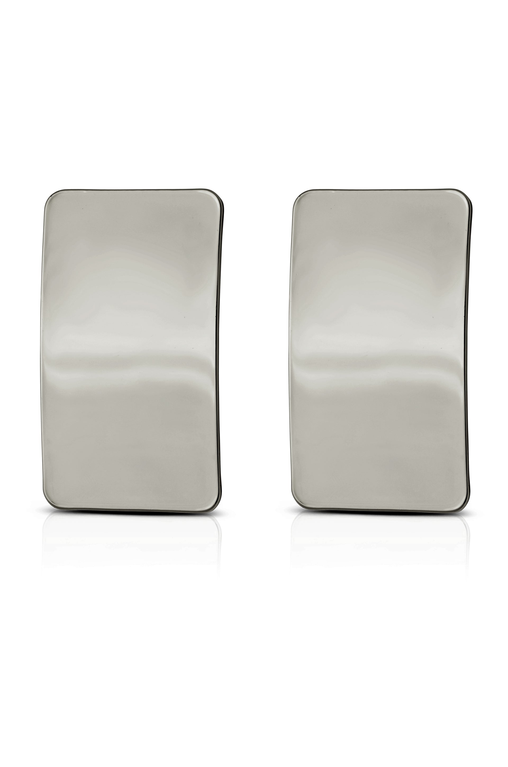 Rectangle Metal Stud Earrings in rhodium front view