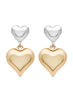 Mixed Metal Heart Earrings