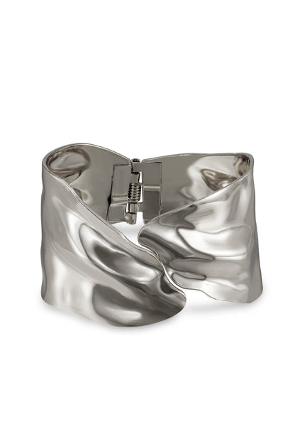 Melted Abstract 18k Gold Plated Cuff Bracelet in rhodium