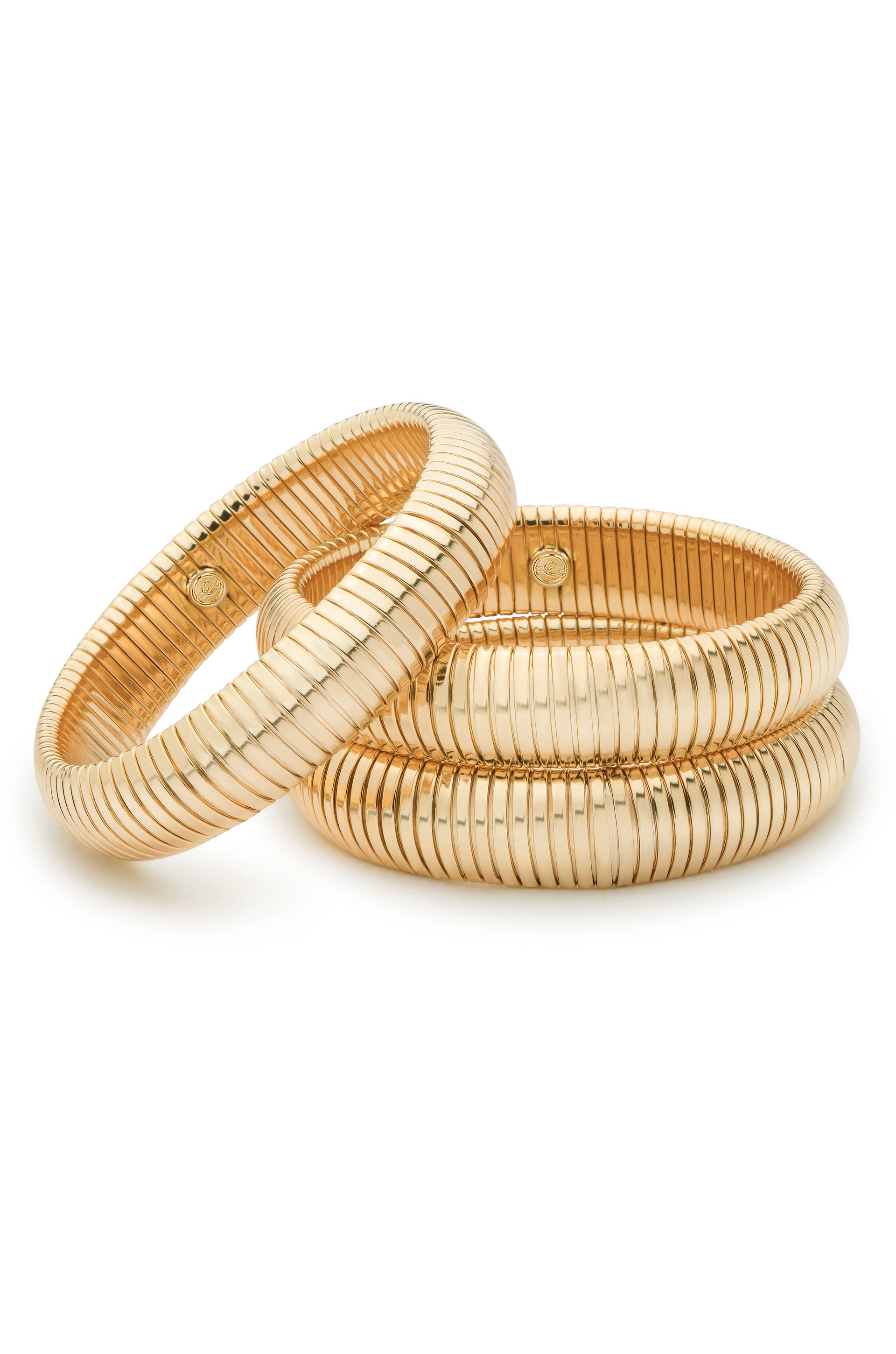 Golden Hour Flex Snake Chain Stretch Bracelet Set in gold stacked