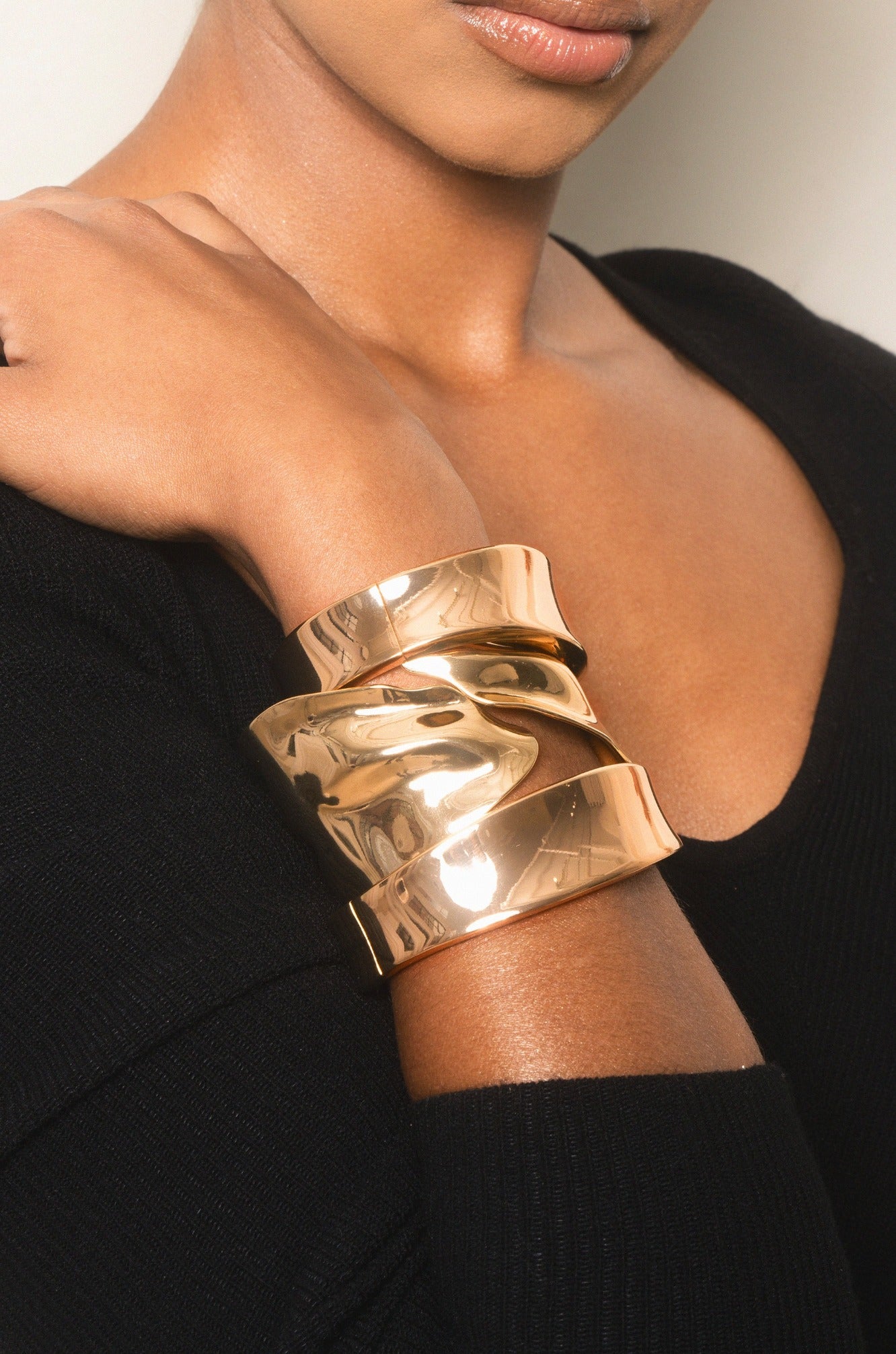 Melted Abstract 18k Gold Plated Cuff Bracelet