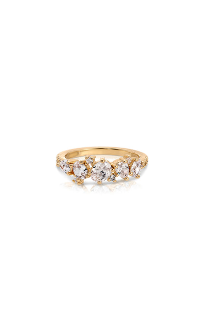 Statement Crystal Cluster 18k Gold Plated Ring