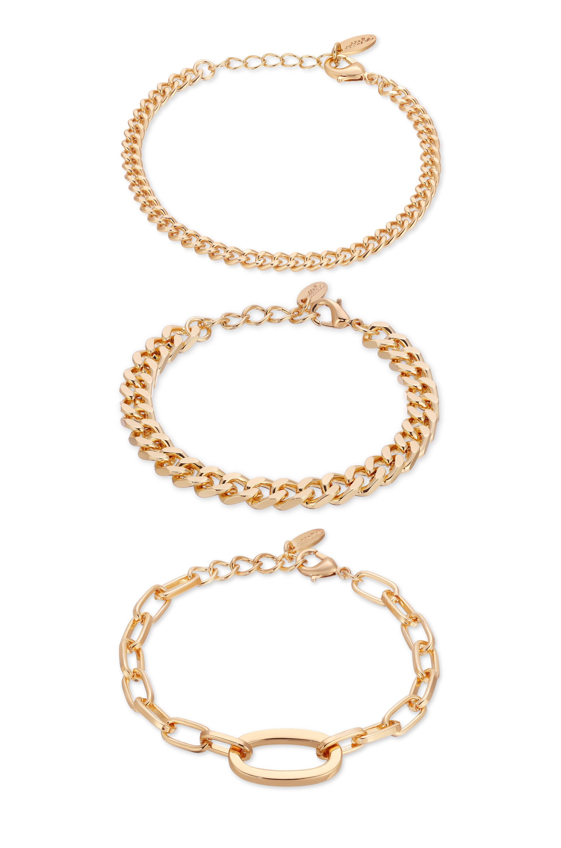 Chain Game 18k Gold Plated Bracelet Set of 3 – Ettika