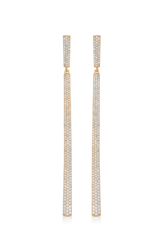 Straight Drop 18k Gold Plated Crystal Dangle Earrings front