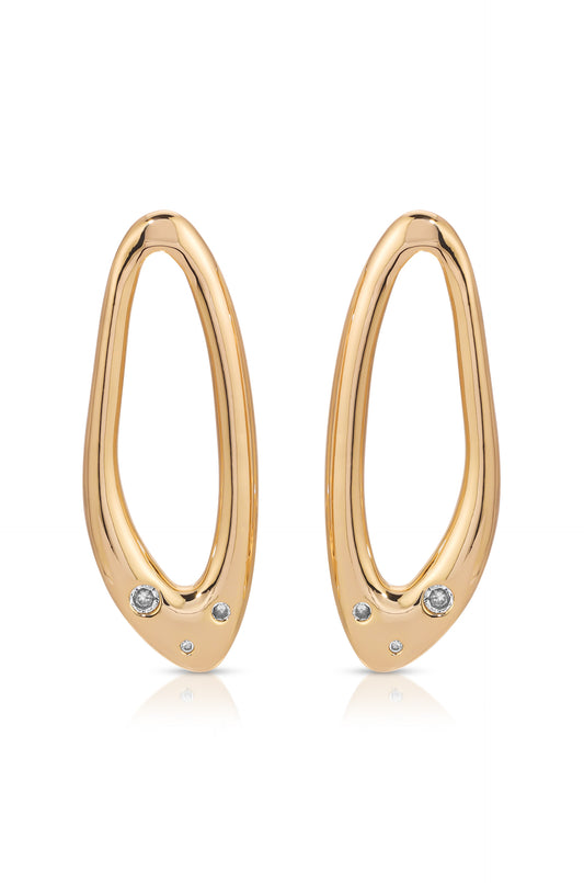Molten 18k Gold Plated Crystal Dotted Oval Earrings