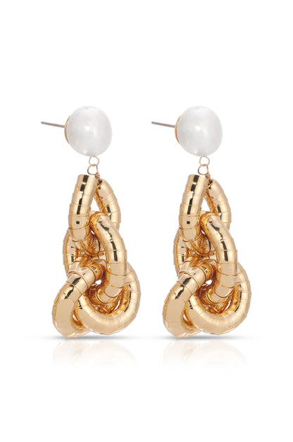 Liquid Gold Pearl 18k Gold Plated Drop Earrings side view