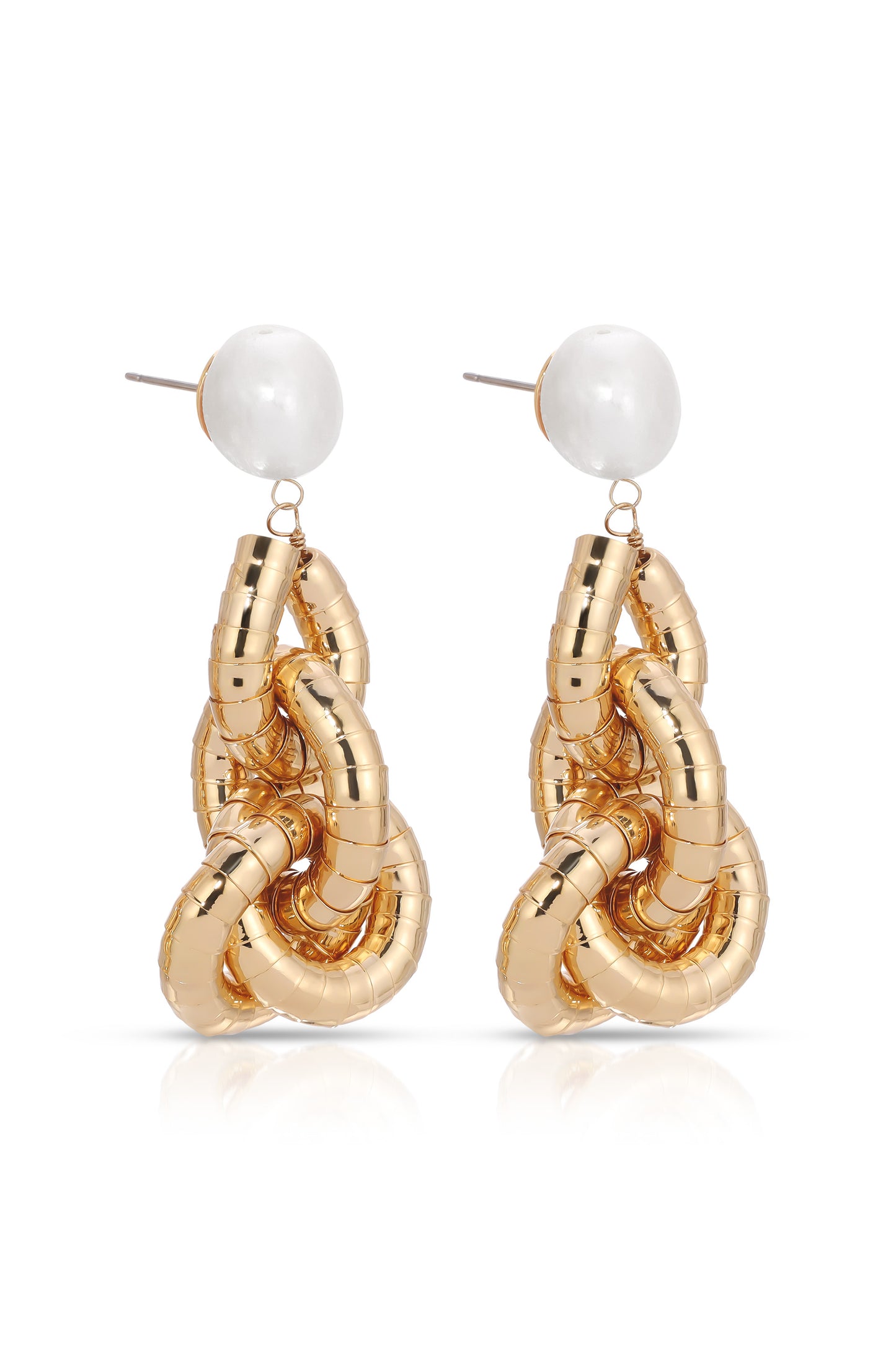 Liquid Gold Pearl Drop Earrings side