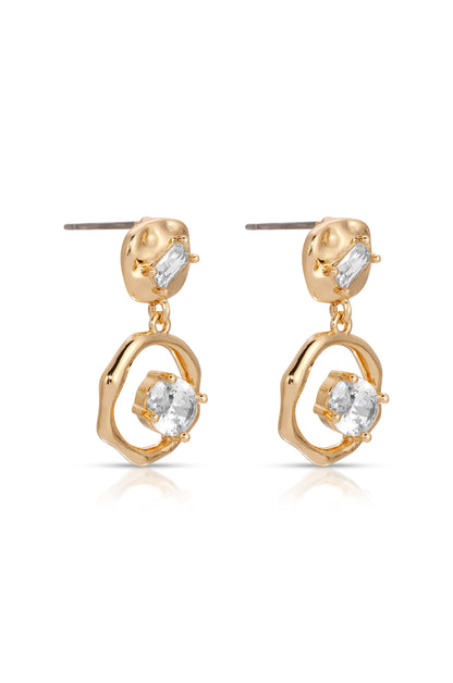Organic Shape 18k Gold Plated Crystal Earrings side
