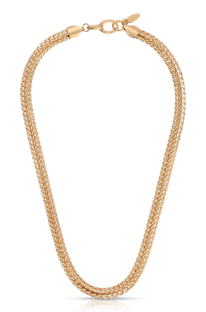 Woven 18k Gold Plated Chain Necklace full