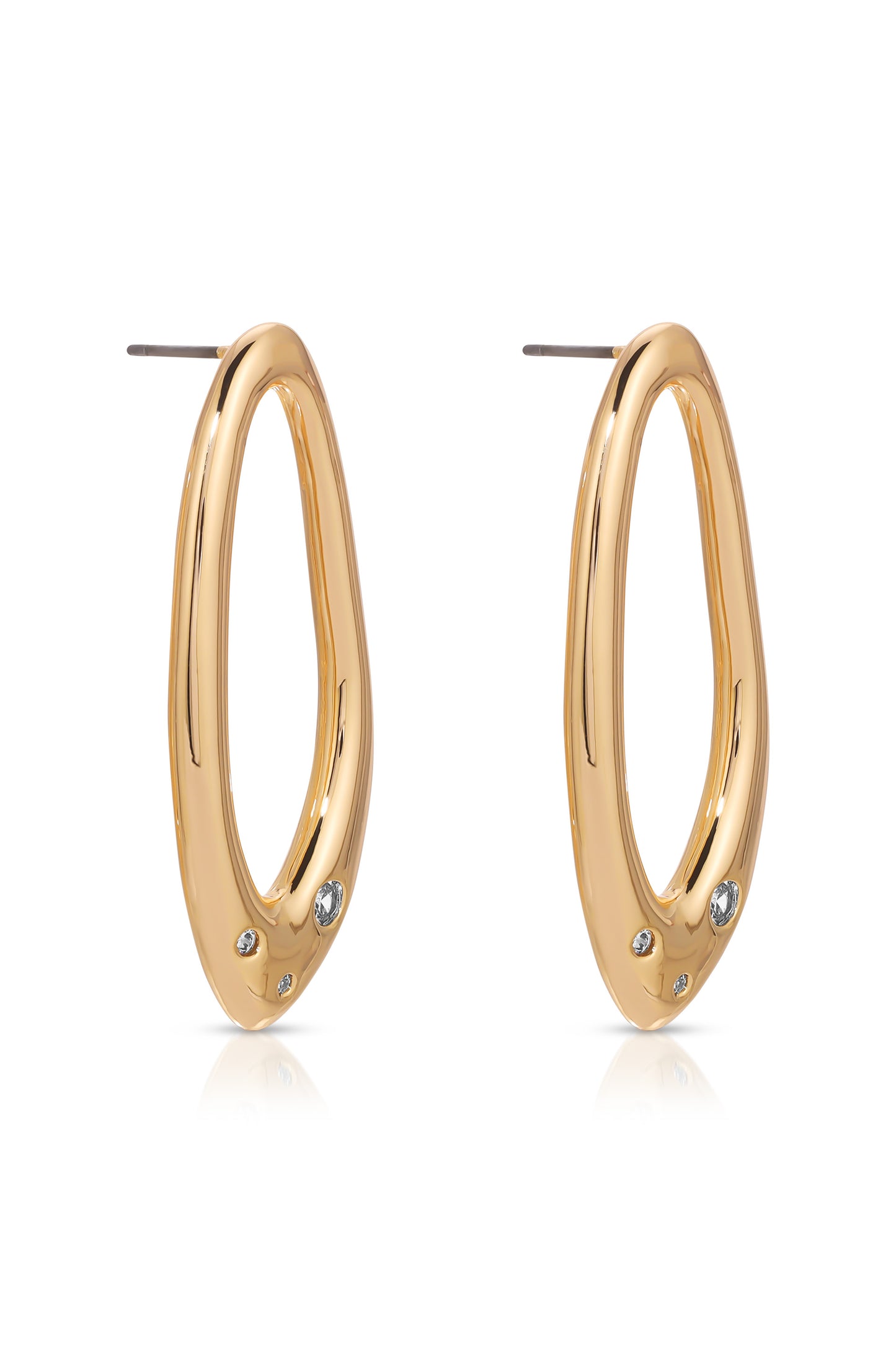Molten 18k Gold Plated Crystal Dotted Oval Earrings side