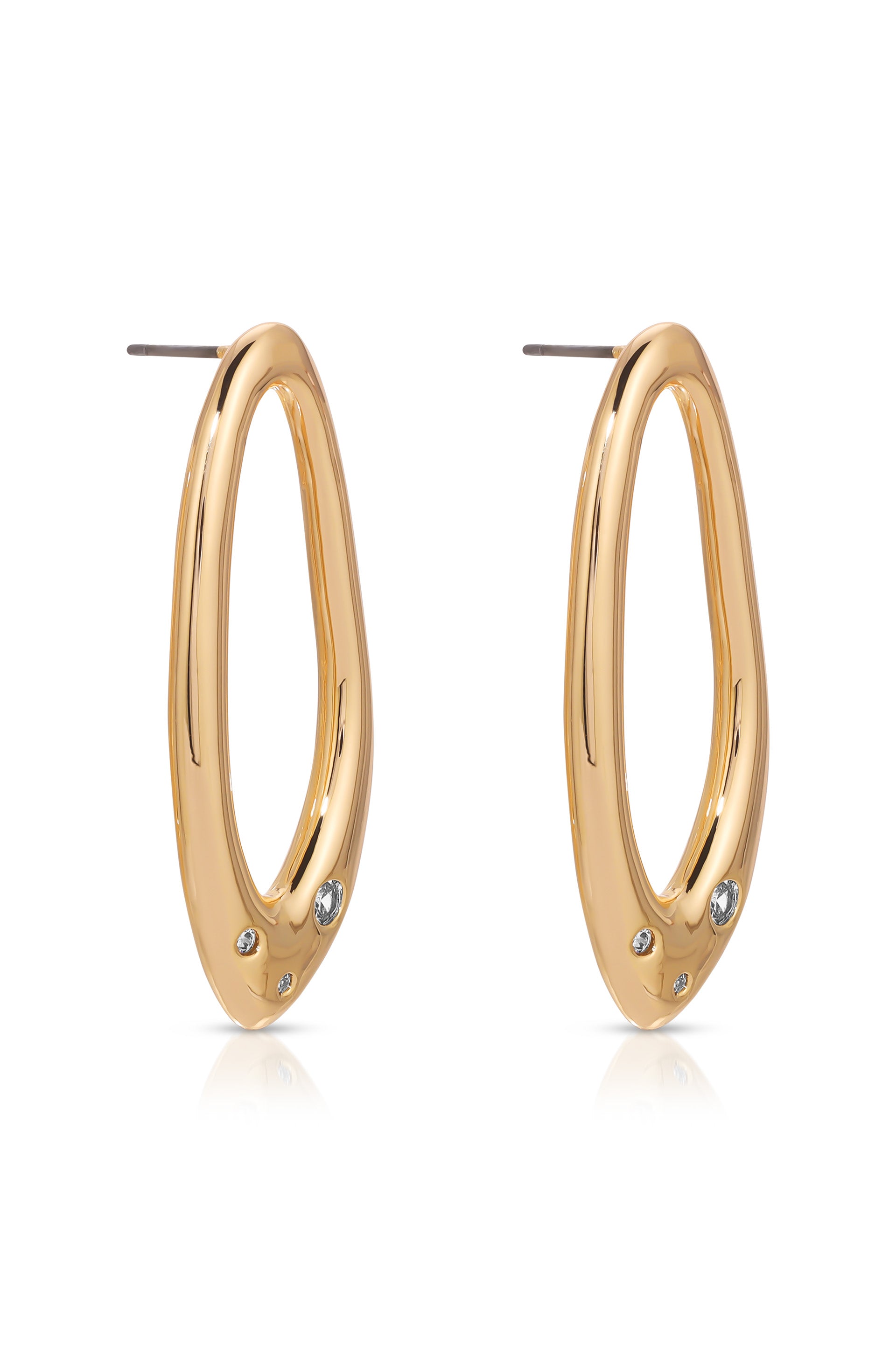 Molten 18k Gold Plated Crystal Dotted Oval Earrings side