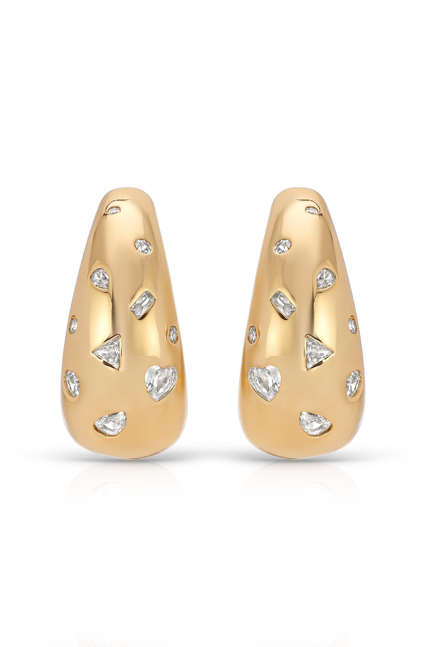 Bezel Crystal Dotted Hoop Earrings front