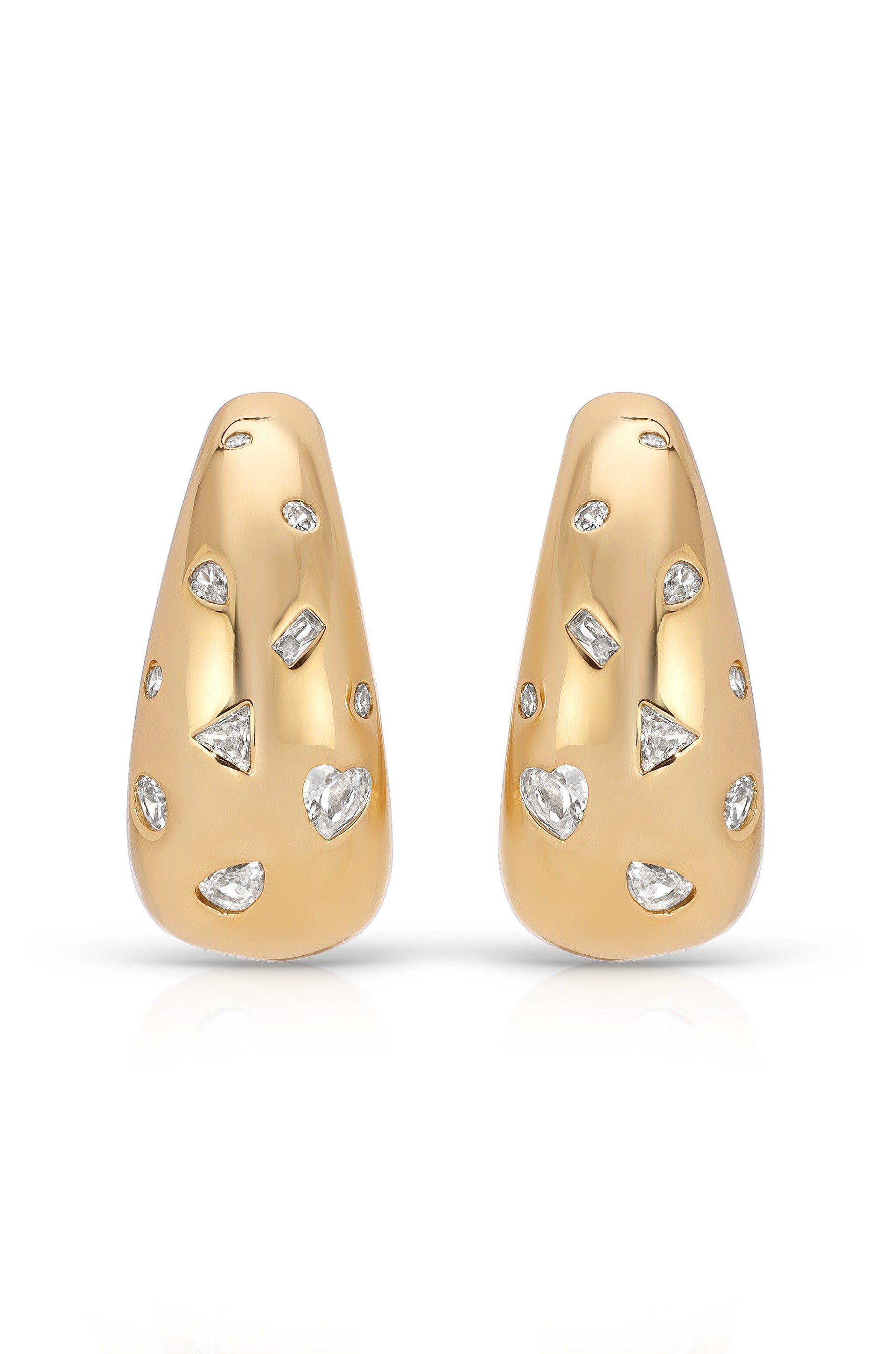 Bezel Crystal Dotted Hoop Earrings front