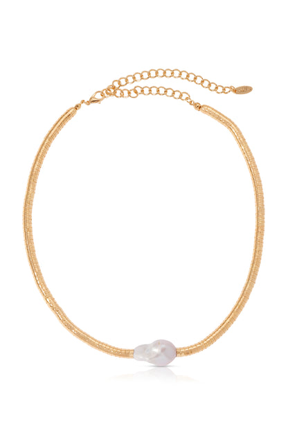 Liquid Gold and Pearl 18k Gold Plated Choker full