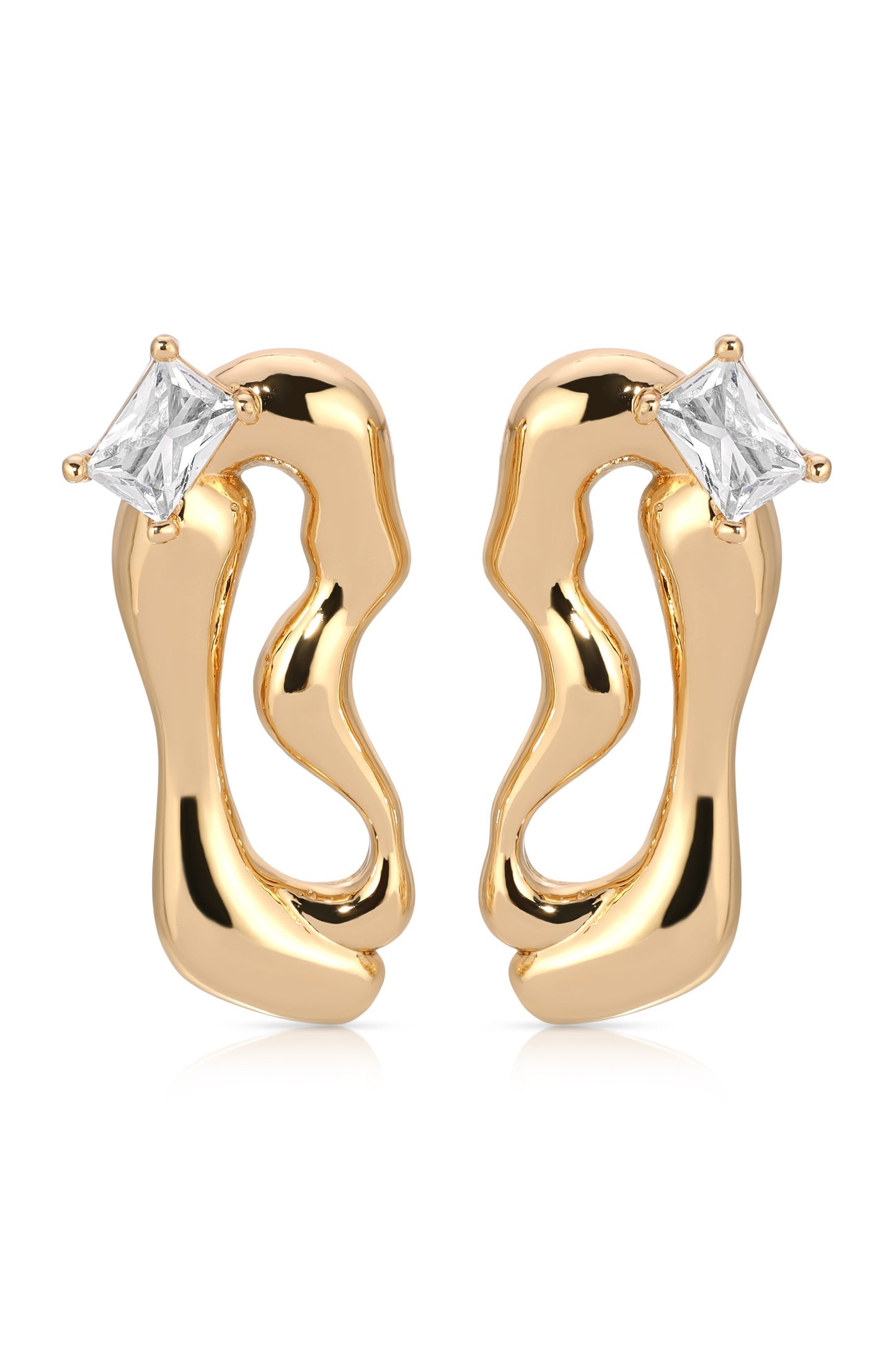 Organic Winding Crystal Earrings front