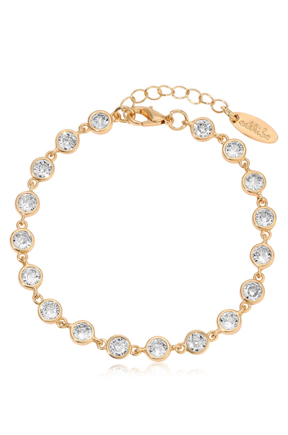 Everyday Crystal 18k Gold Plated Link Bracelet in clear crystals
