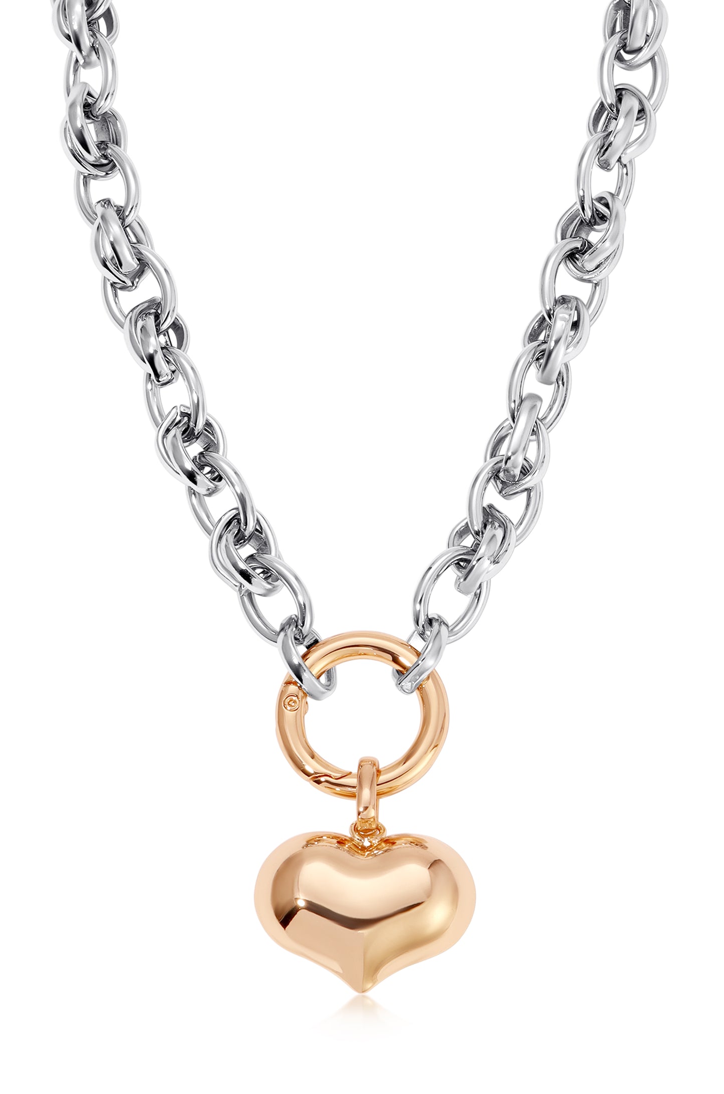 Locked in Love Mixed Metal Heart Necklace