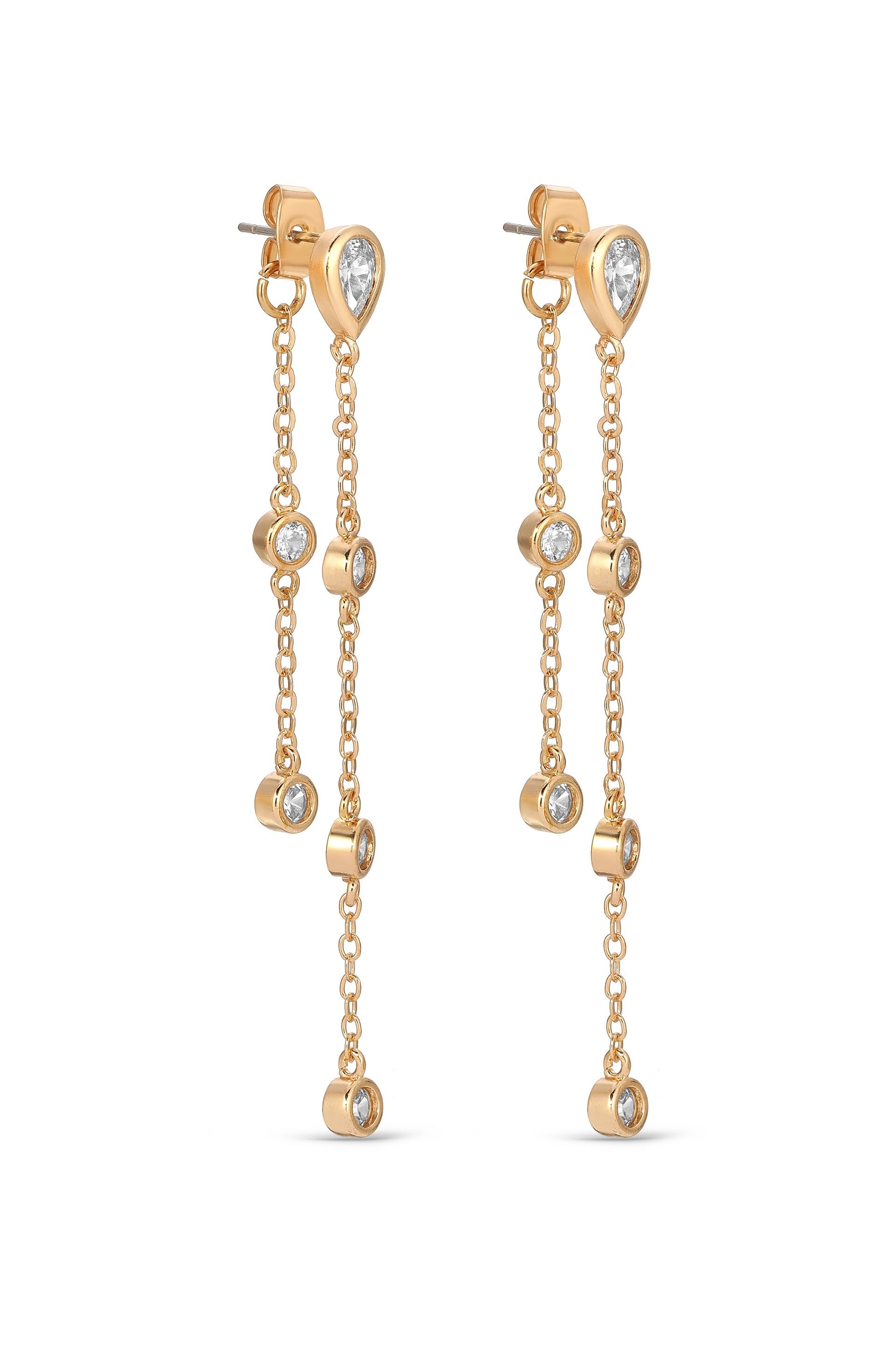 Dripping Chain 18k Gold Plated Dangle Earrings side view