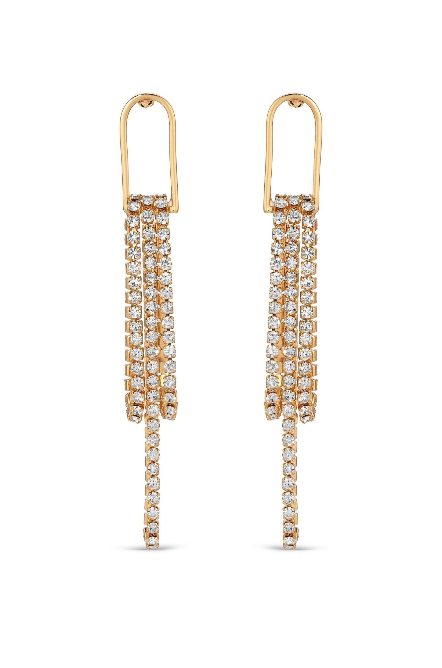 Hanging On 18k Gold Plated Crystal Dangle Earrings front view