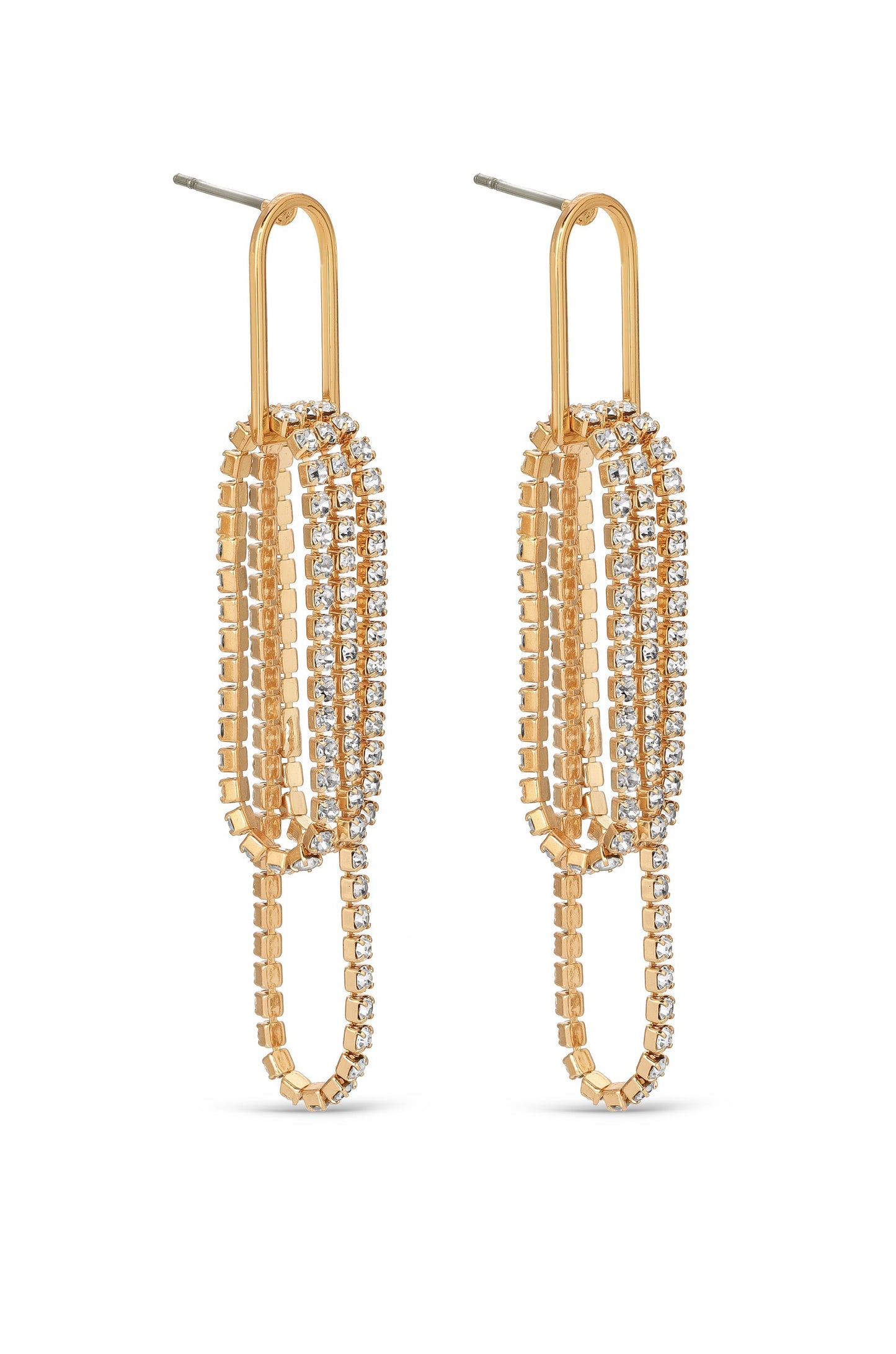 Hanging On 18k Gold Plated Crystal Dangle Earrings side view