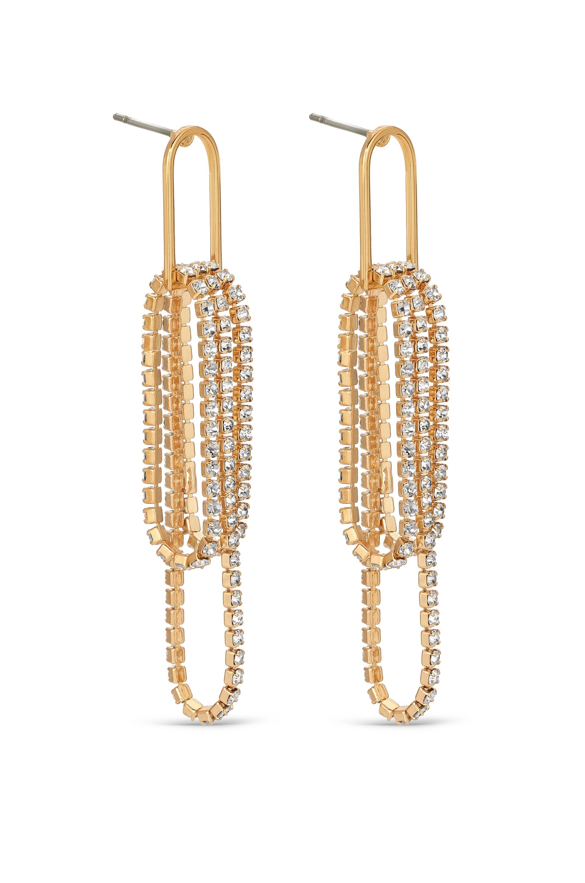 Hanging On 18k Gold Plated Crystal Dangle Earrings side view