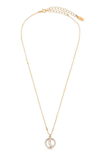 Triple Layered Crystal Detailed 18k Gold Plated Necklace side