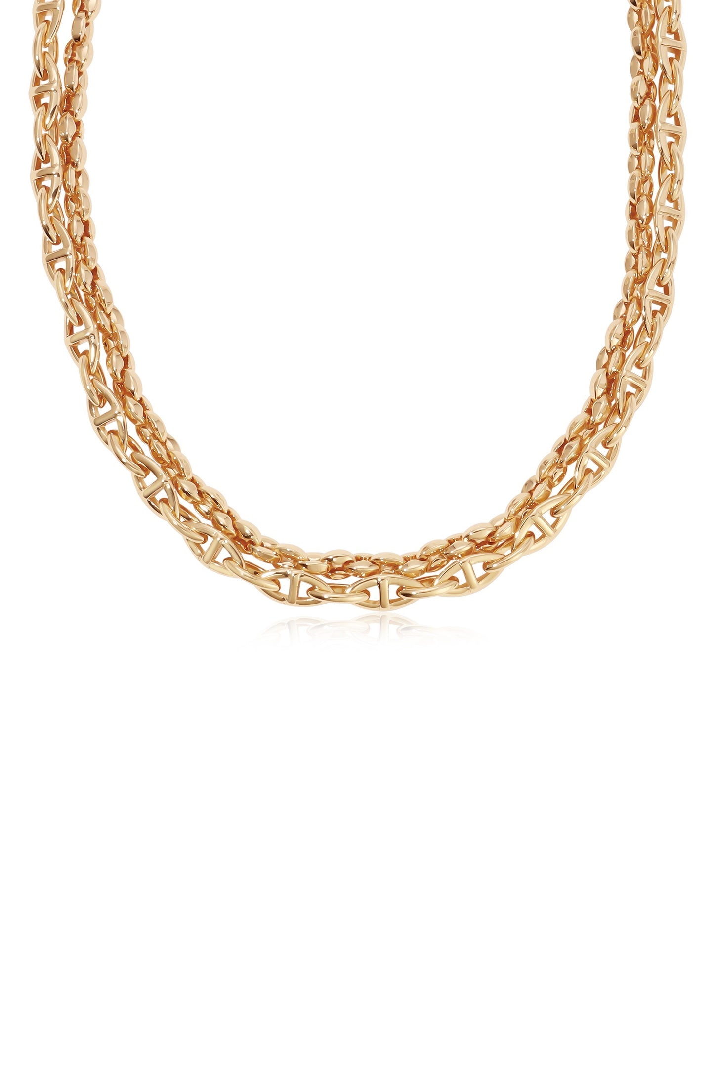 Golden Rays Linked Chain 18k Gold Plated Necklace Set close up