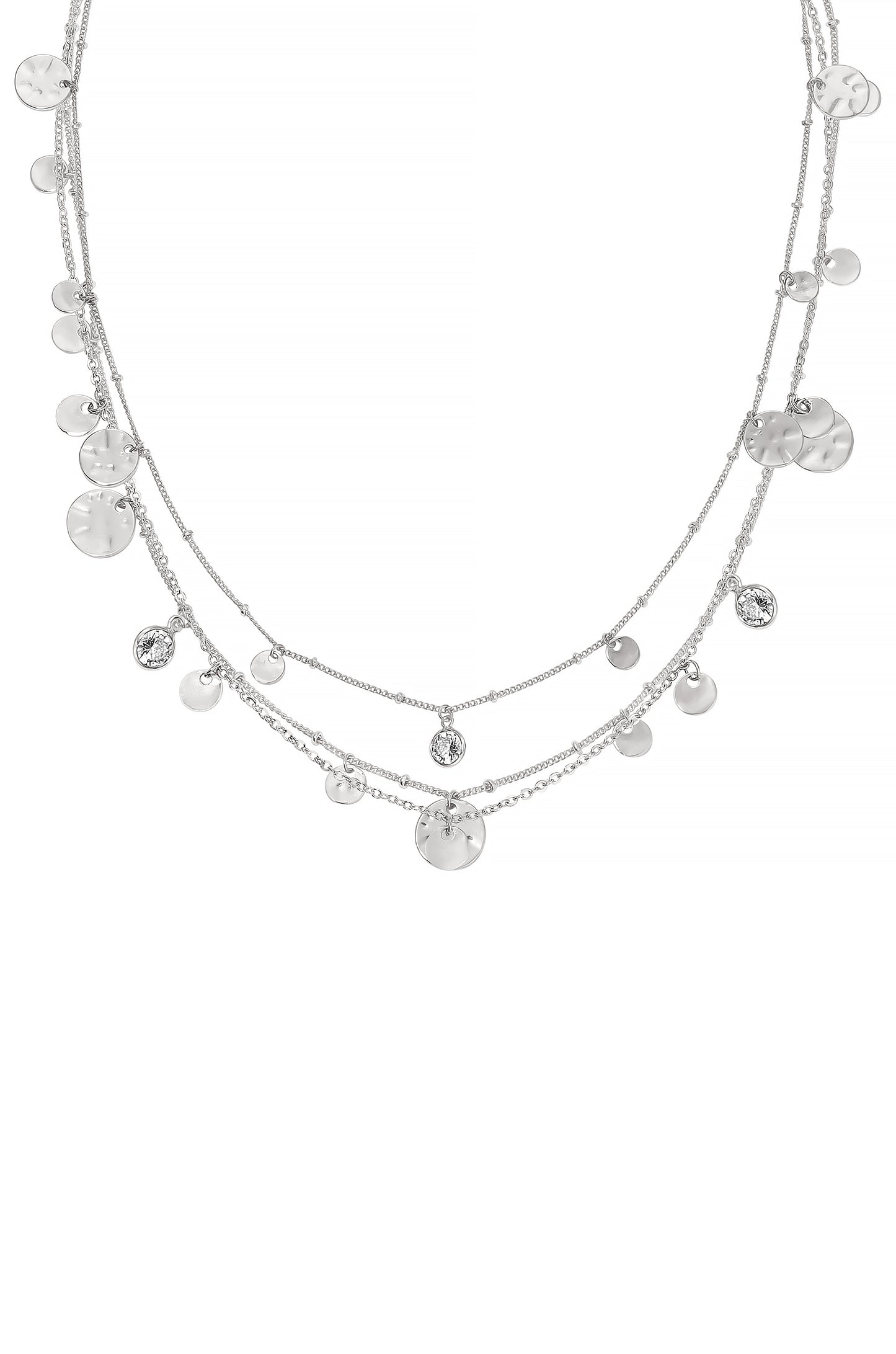 All in Layered Crystal Necklace Set in rhodium