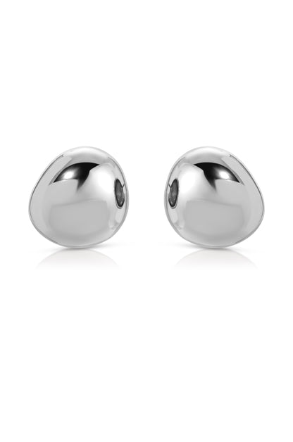 Polished Pebble Stud Earrings rhodium