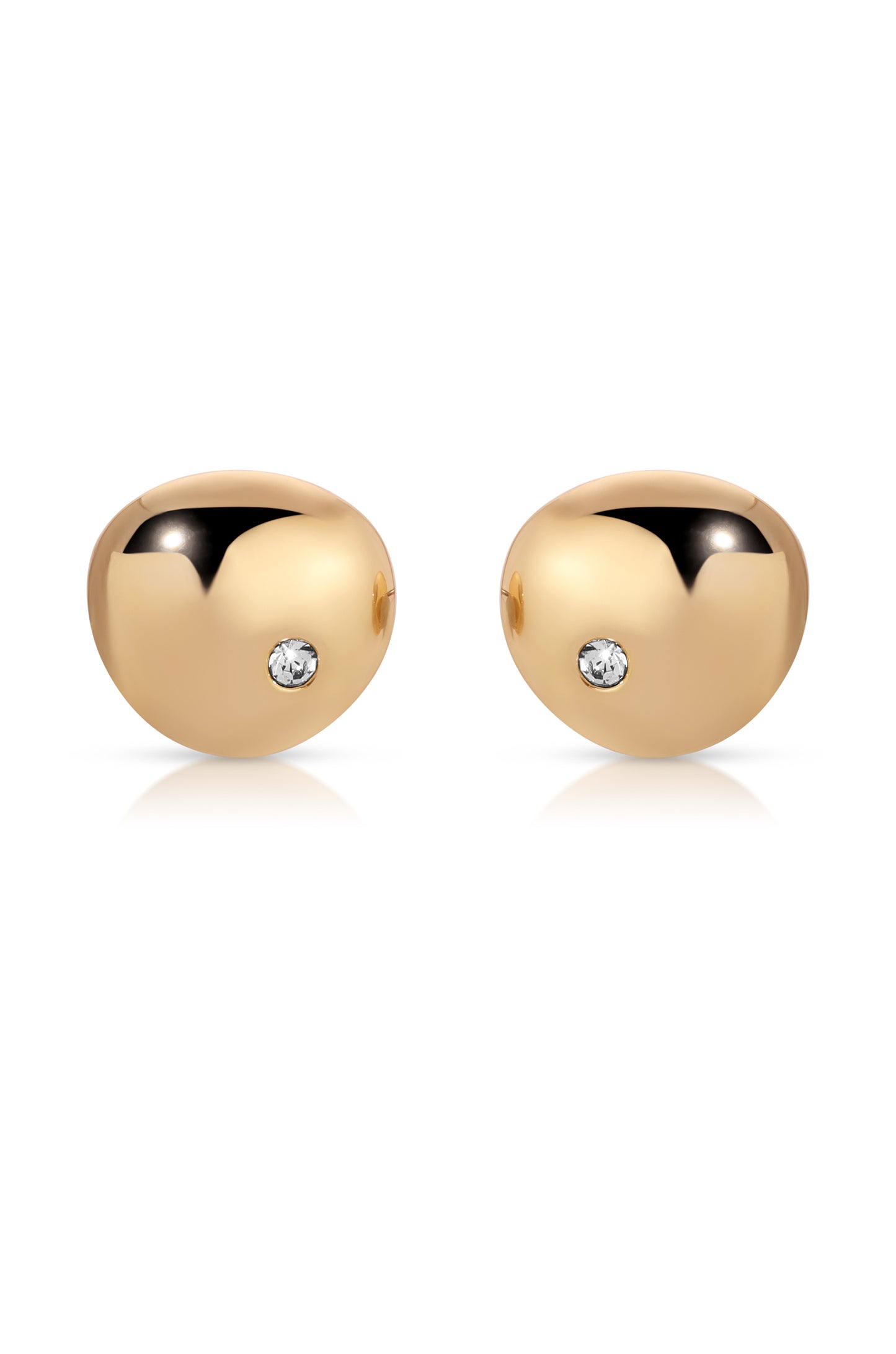 Polished Pebble Single Crystal Stud Earrings