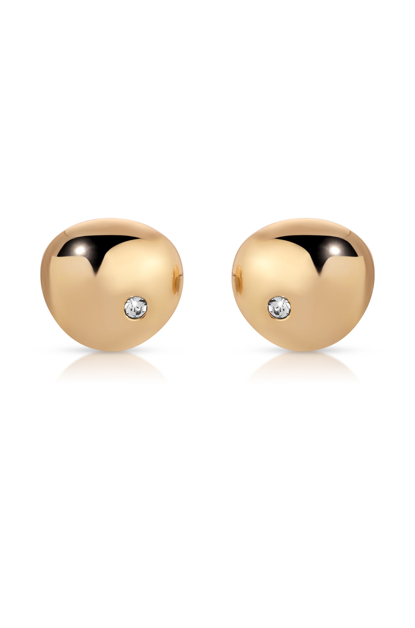 Polished Pebble Single Crystal Stud Earrings