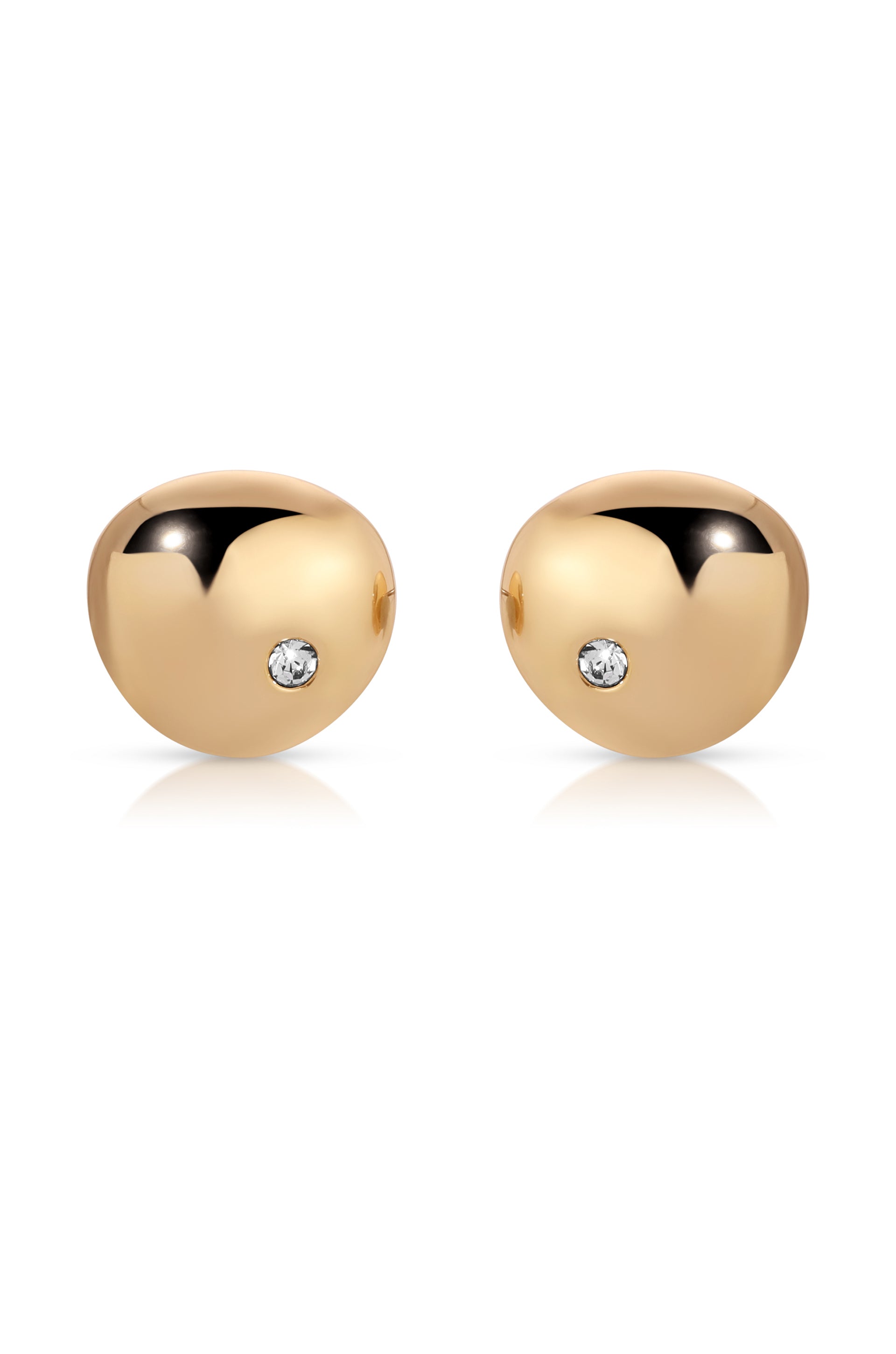 Polished Pebble Single Crystal Stud Earrings