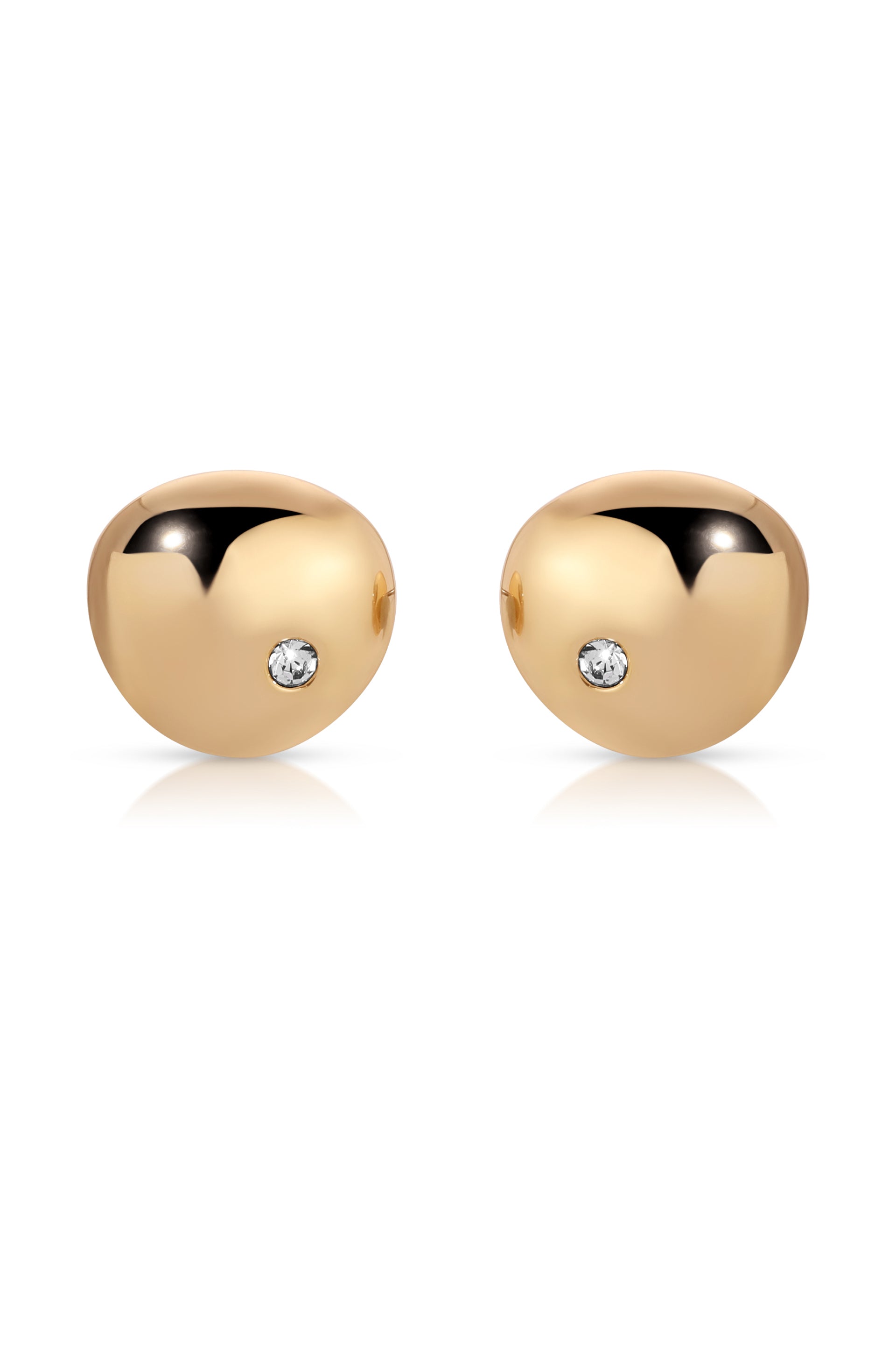 Polished Pebble Single Crystal Stud Earrings