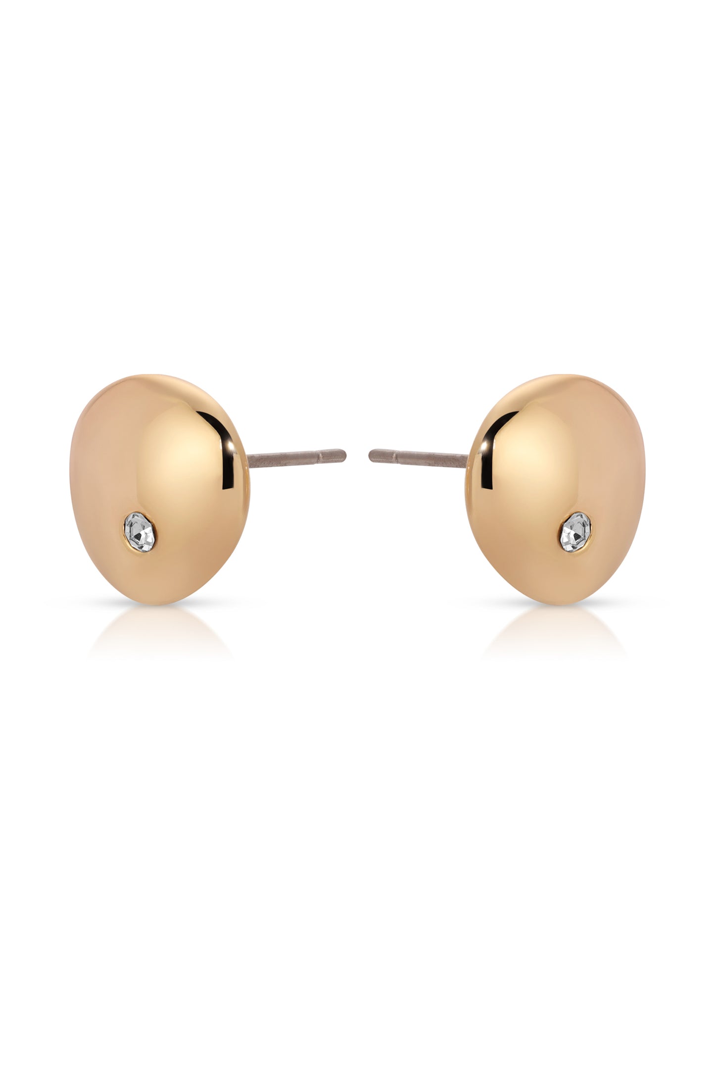 Polished Pebble Single Crystal Stud Earrings side view