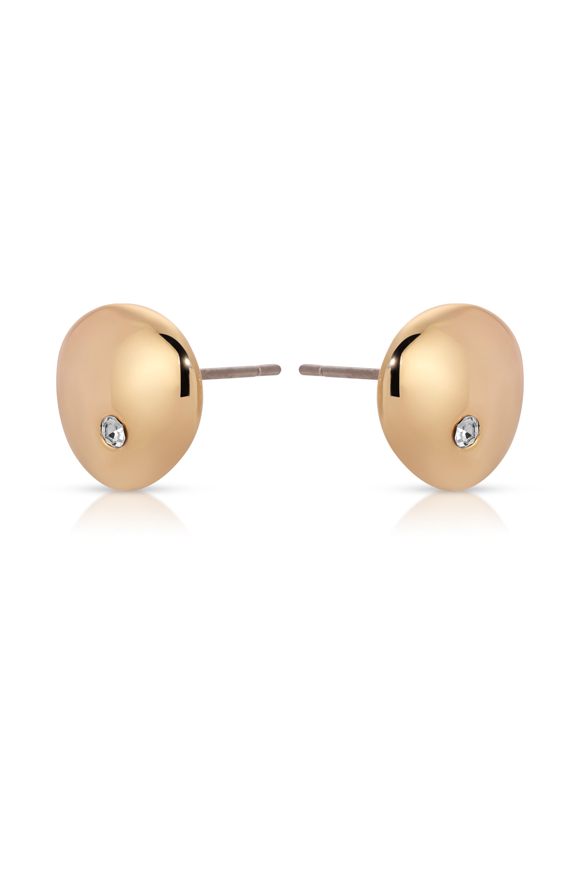 Polished Pebble Single Crystal Stud Earrings side view