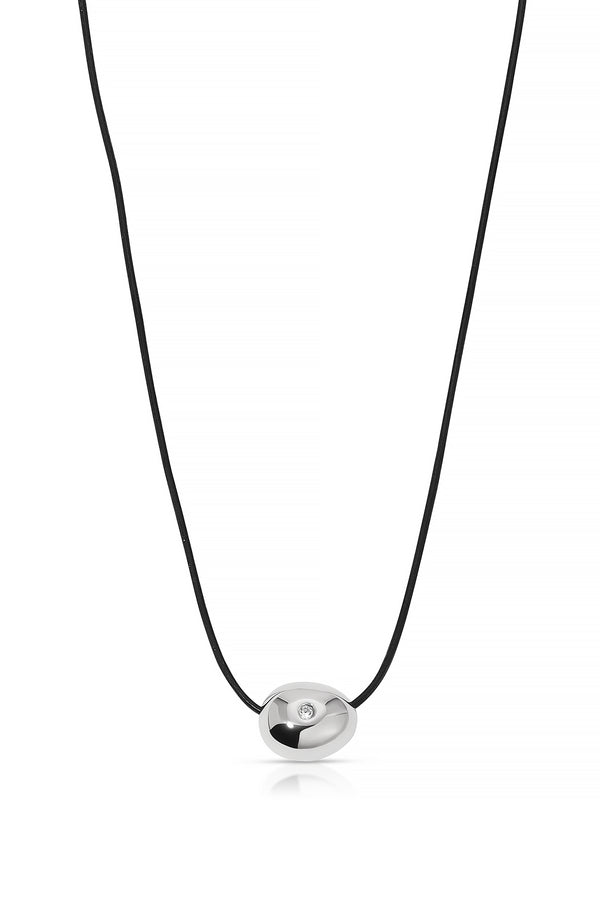 Polished Pebble Leather Pendant Necklace Second