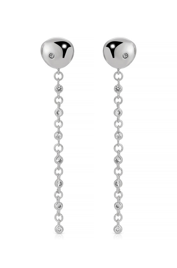 Polished Pebble Linear Chain Earrings