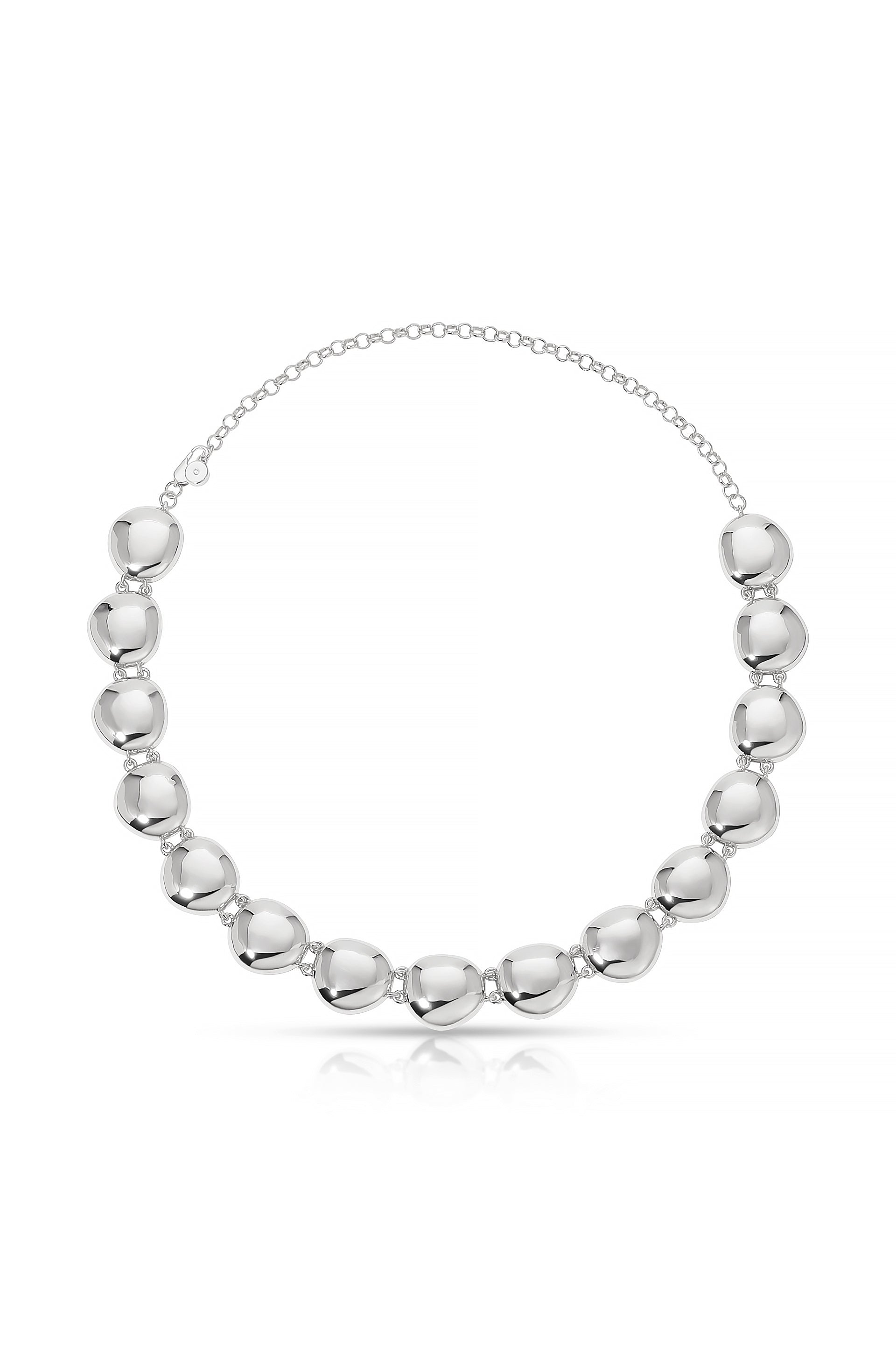 Polished Pebble Choker Necklace in rhodium