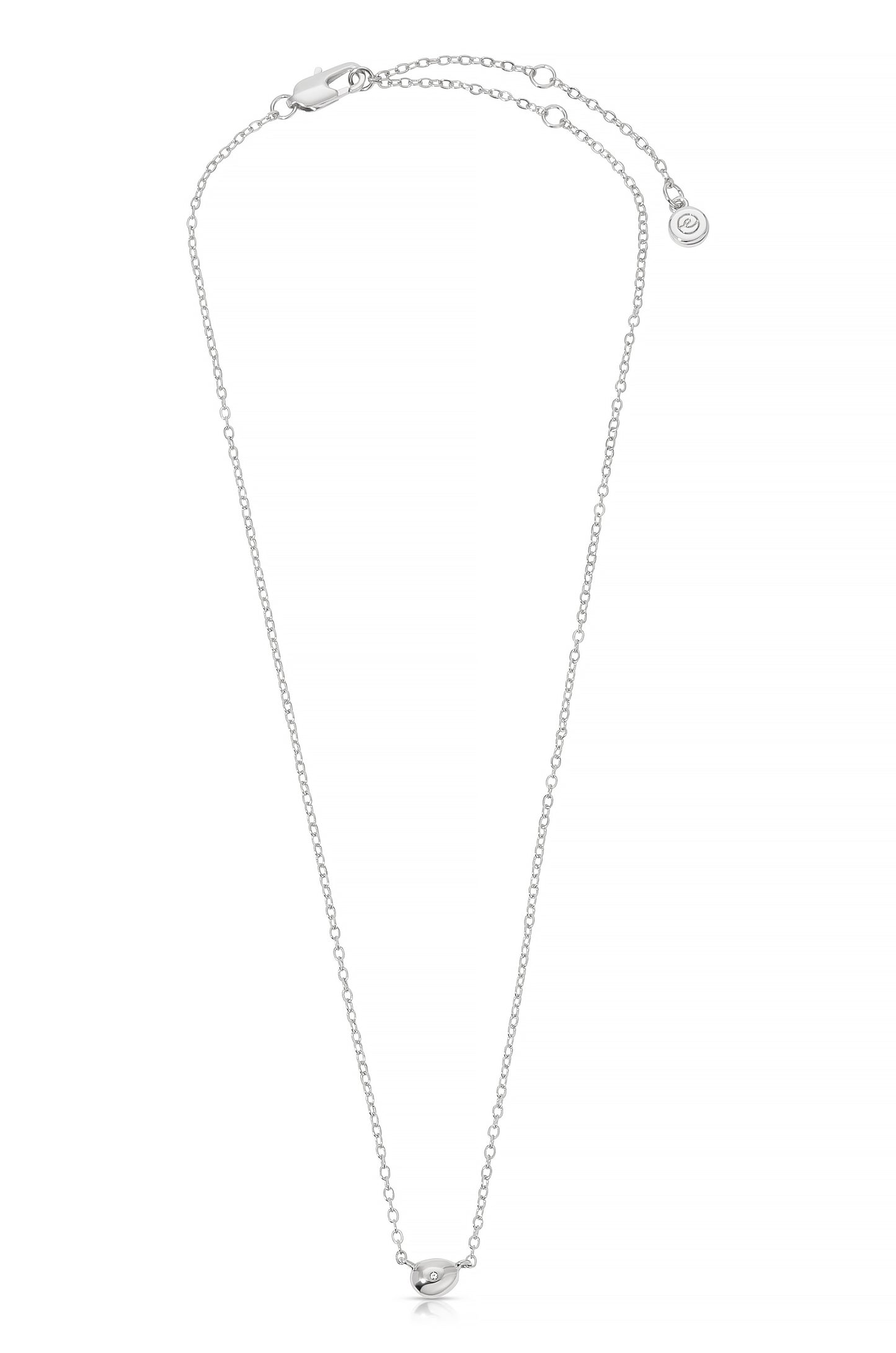 Polished Dainty Pebble Pendant Necklace in rhodium full